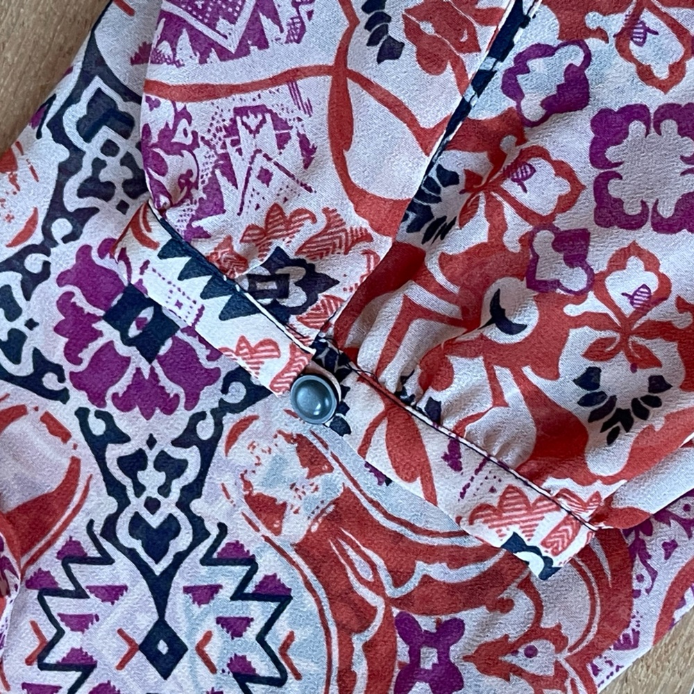 Vanessa Virginia “Day Tripper” Printed Smocked Waist Dress Size S - Picture 12 of 16